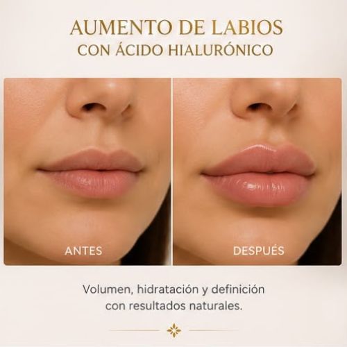 Aumento de labios con ácido hialurónico — antes y después