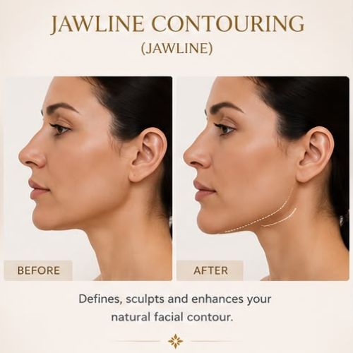 Jawline contouring with hyaluronic acid — before and after